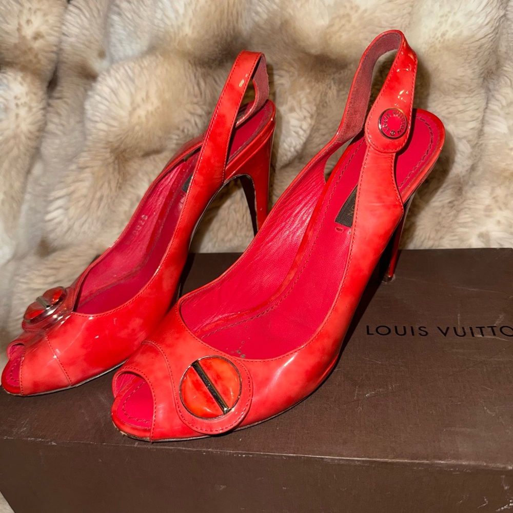 Louis Vuitton Vibrant Red Slingback Heels